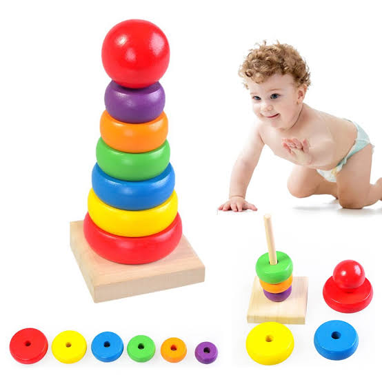 Play Wooden Rainbow Stacking & Sorting Tower